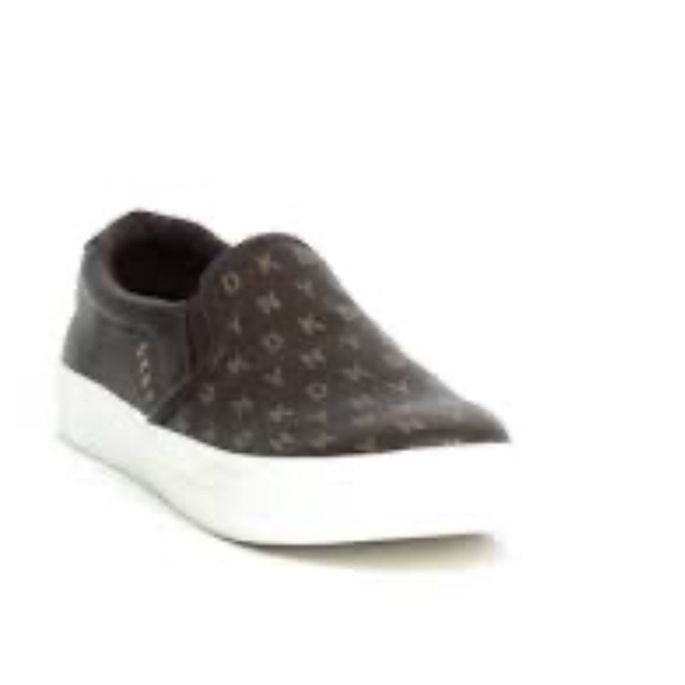 DKNY Women‎ Brown Monogram Logo Slip On Sneakers Low Top Casual Shoes Size 10